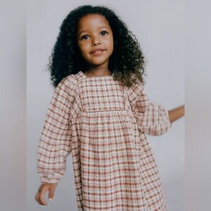 Zara Baby Beige and Red Plaid Apron Dress